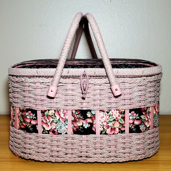Vintage Wooden Basket With Handles